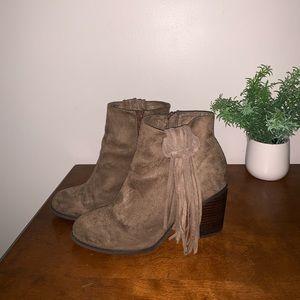 Taupe Tassel Booties